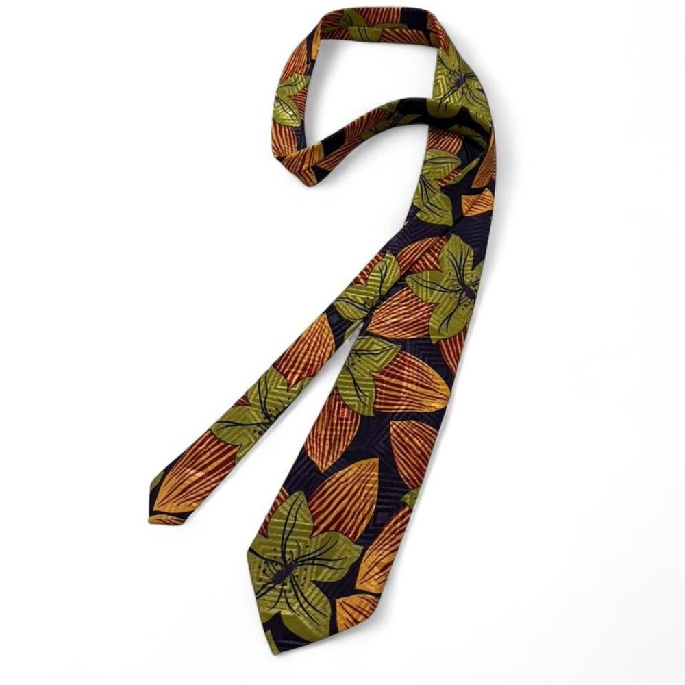 Vintage Index Retro floral print silk tie